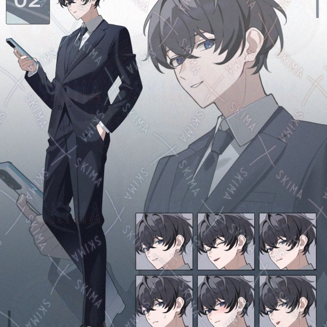 黒髪スーツの男性【表情差分６種】