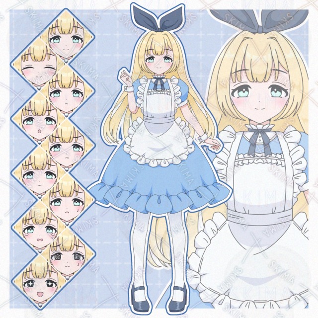 アリス風の女の子(表情10種)