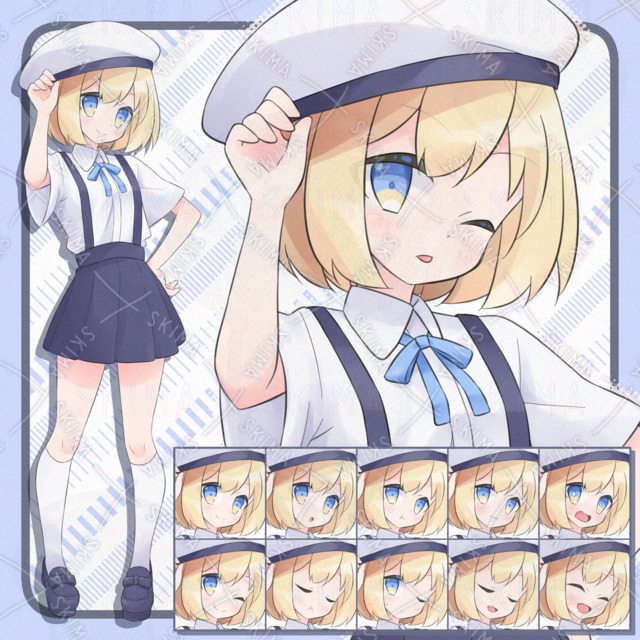 【表情10種】帽子をかぶった女の子