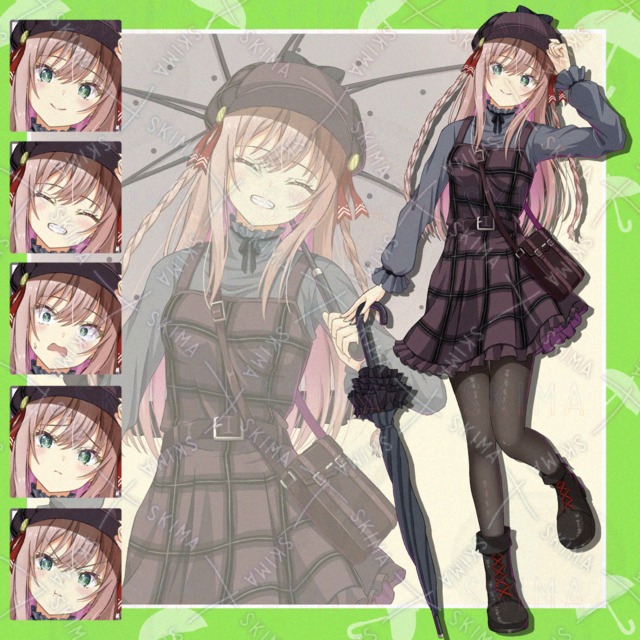 【ポーズ差分2種・表情差分 各5種】日傘を持ったお出かけ気分少女