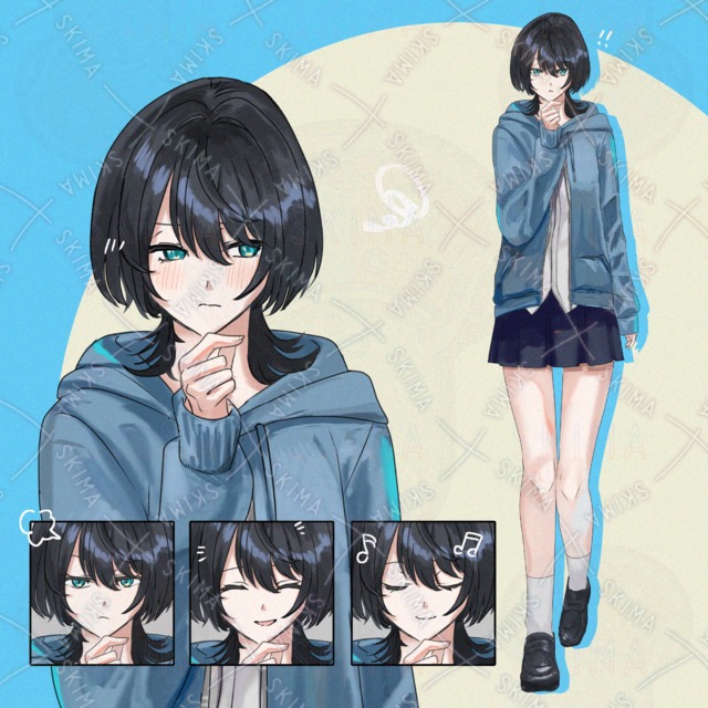 【表情差分5種類】黒髪ブレザー制服女の子