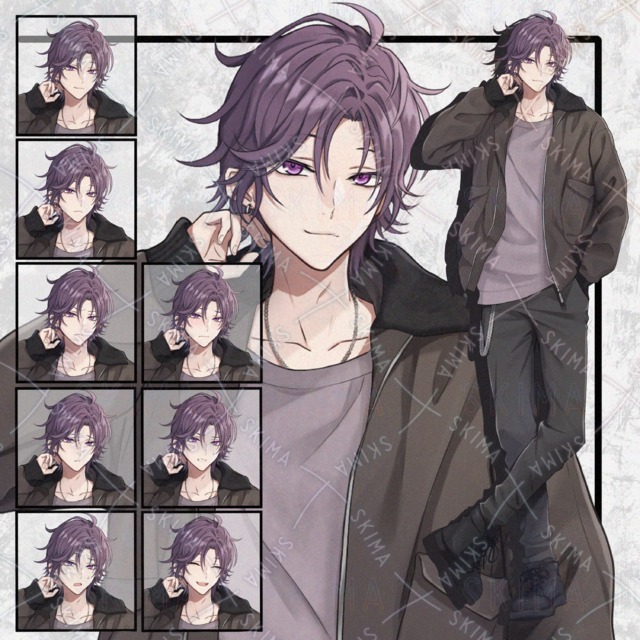 カジュアルな男性立ち絵　表情8種