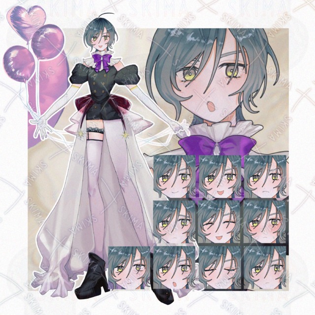 【表情10種】風船を持った子