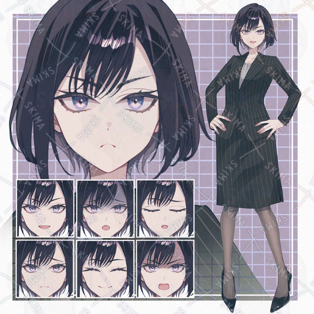 【表情７種】スーツの女性