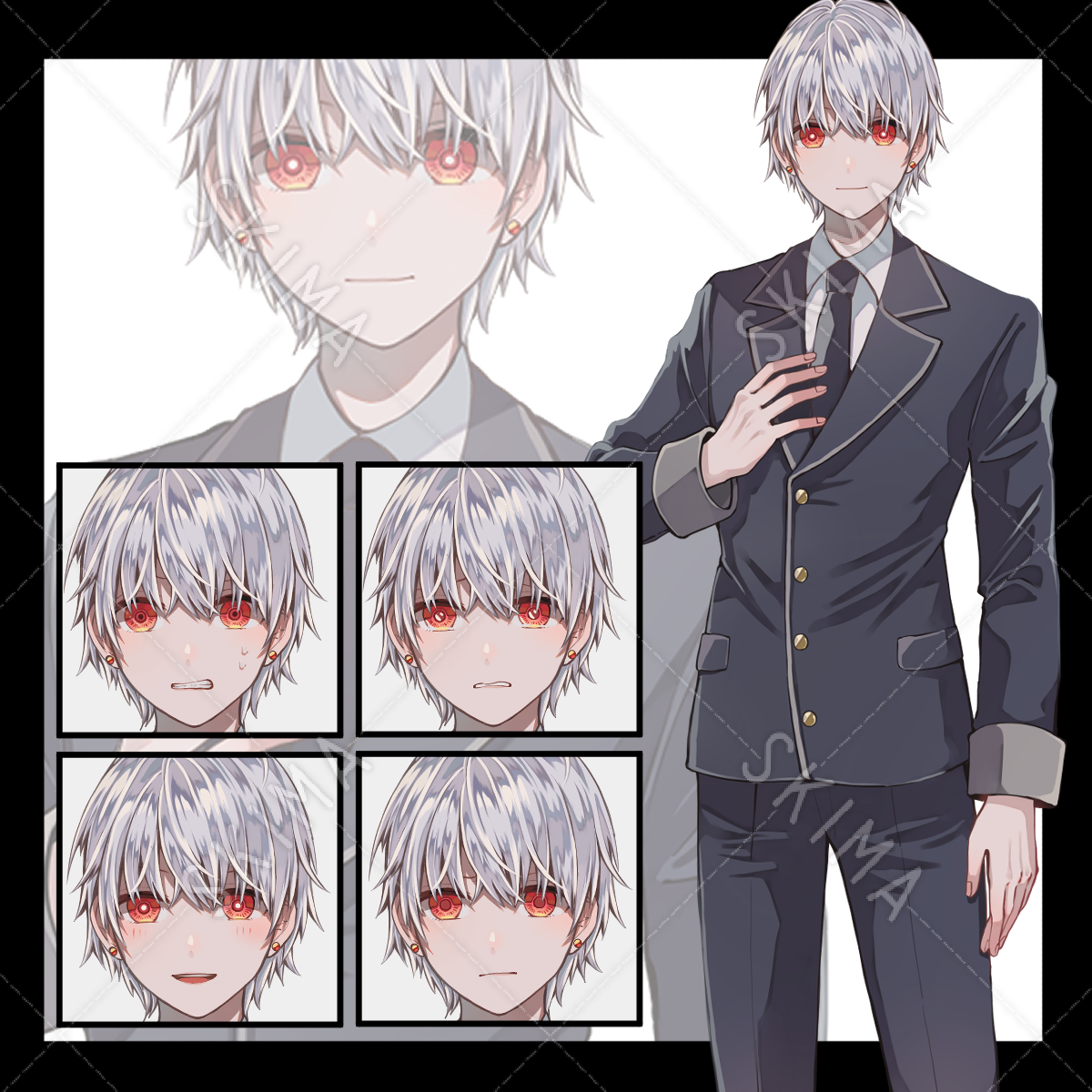 銀髪男子学生 表情5種 スキマ スキルのオーダーメイドマーケット Skima