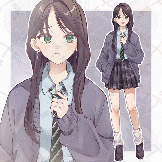 黒髪クール系ギャルちゃん【立ち絵 表情5種類】