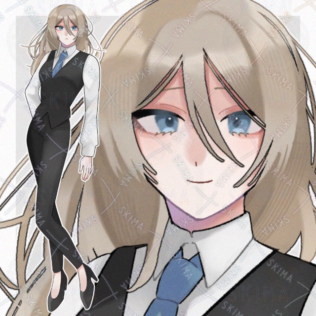 ベストの女性【表情5種】