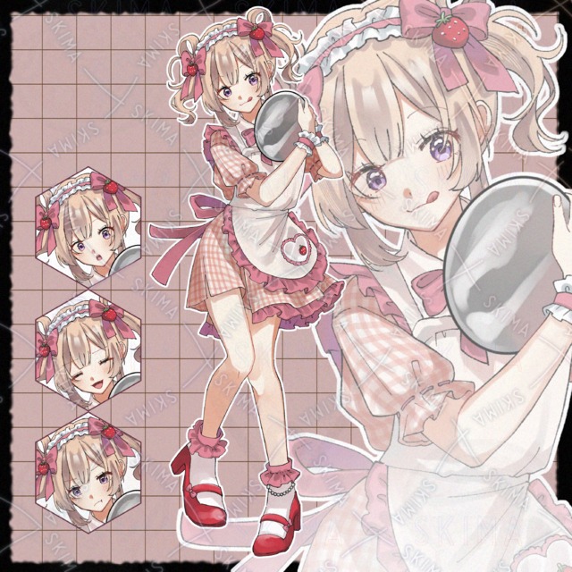 【adopt4】いちごのメイドさん　表情差分4種