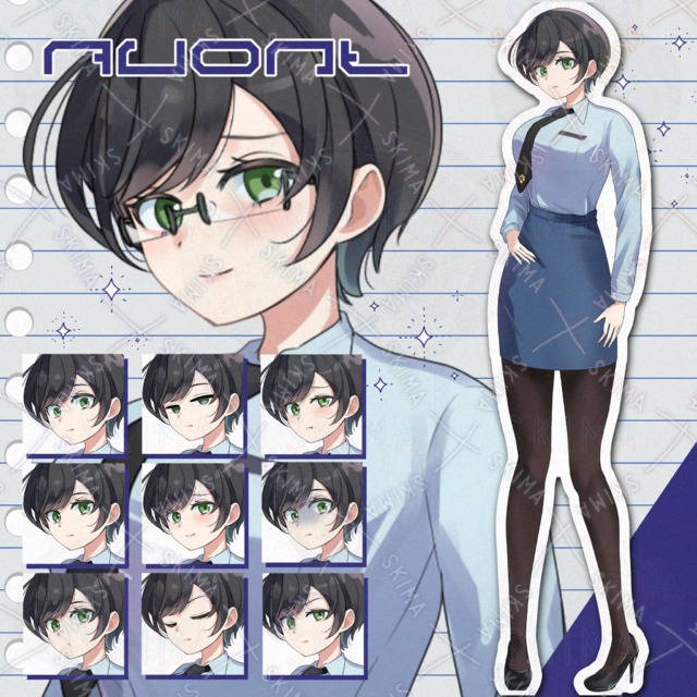 【表情9種、眼鏡差分】警察風スーツの女性