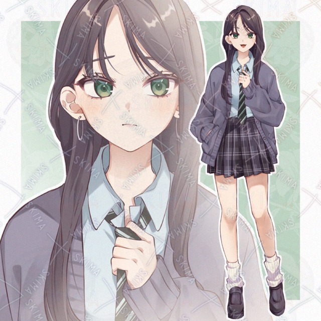 黒髪クール系ギャルちゃん【立ち絵 表情5種類】