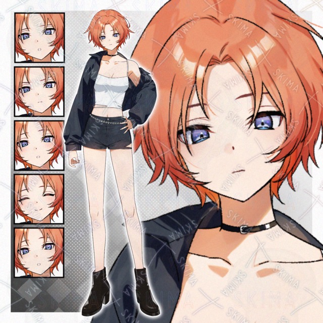 ショートヘアの女の子【表情差分4種 計5枚】