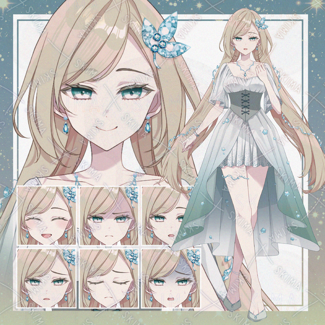 【表情７種】金髪の女の子