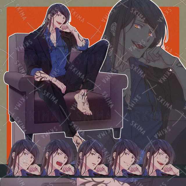 タトゥーピアスの男性 表情6種 闇差分