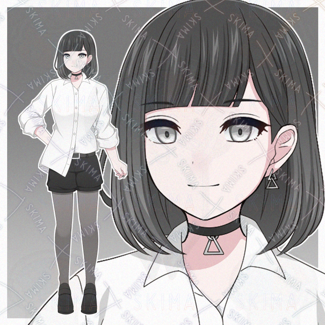 白黒ファッションの女の子【表情差分10種】