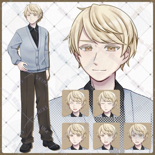 色素薄めの男性【表情6種】