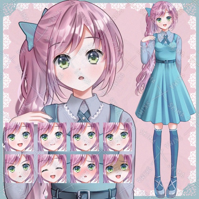 サイドテールの女の子　adopt 表情8種