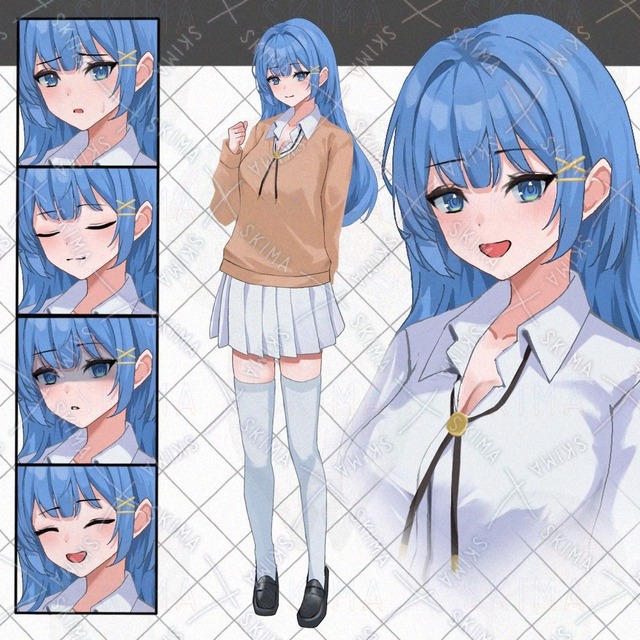 現代の女子高生【表情9種+カーディガン】