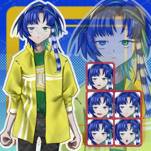 【期間限定お値引き中！】 表情差分5種 青髪オッドアイの少年