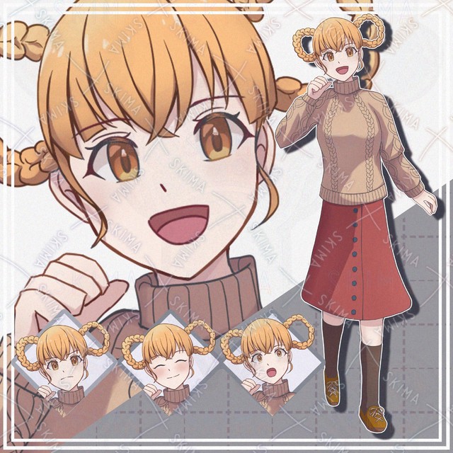 【表情10種】茶髪セーター女子【立ち絵】