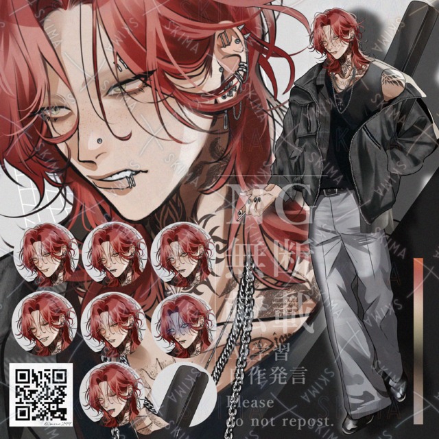 海外系赤髪そばかすバンドマン【表情差分9種+ギターケース差分】