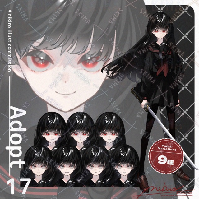 【Adopt】 セーラー服日本刀JK｜差分9種+武器【立ち絵素材】