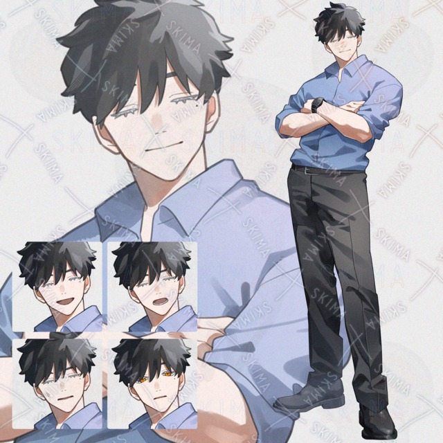 【表情10種・開眼あり】糸目の男