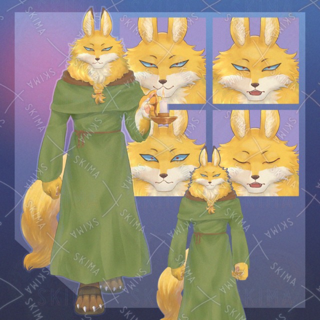 【立ち絵 Adopt】狐獣人/ローブ/燭台