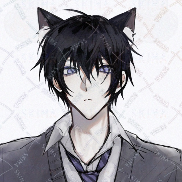 Image of men with black hair and cat ears