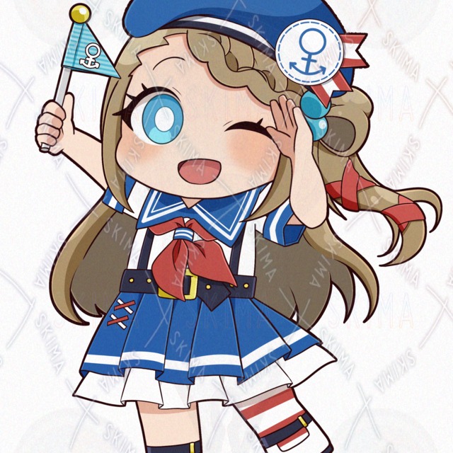 Image 7 of 8 kinds of difference] Standing picture of a girl in marine look