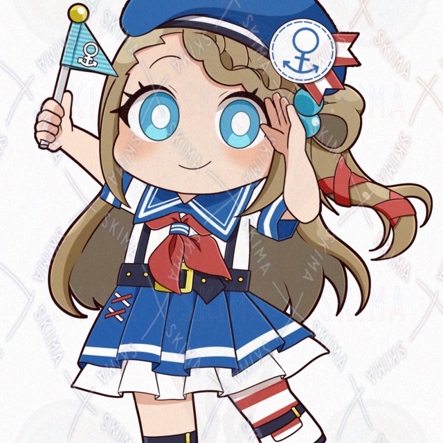 Image 9 of 8 kinds of difference] Standing picture of a girl in marine look