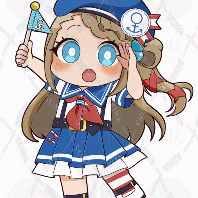 Image 8 of 8 kinds of difference] Standing picture of a girl in marine look