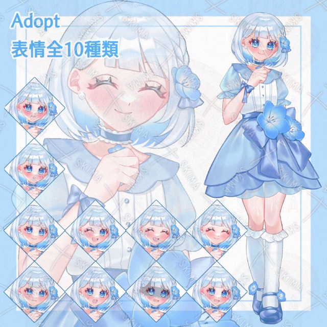 Image of 10 kinds of expressions] Nemophila motif girl