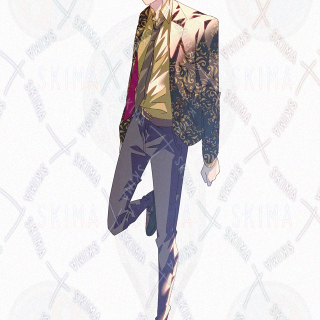 Image 2 of suit male blue modern fantasy light blue pattern