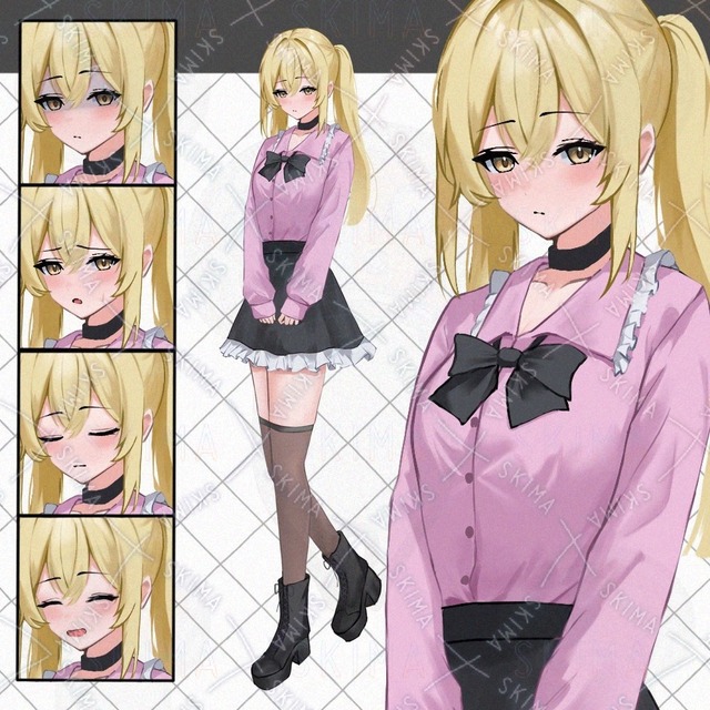 地雷系衣装の女の子【表情9種】