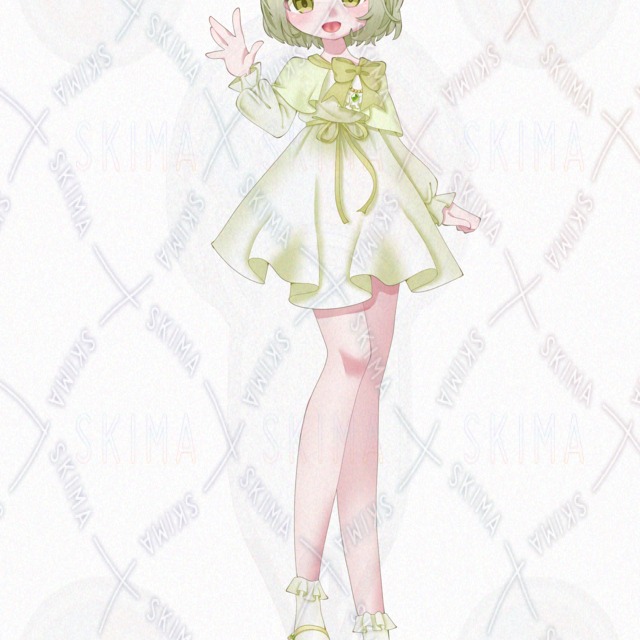 Image 3 of Standing posture / 5 kinds of expressions] Yellow-green girl