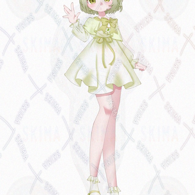 Image 4 of Standing posture / 5 kinds of expressions] Yellow-green girl