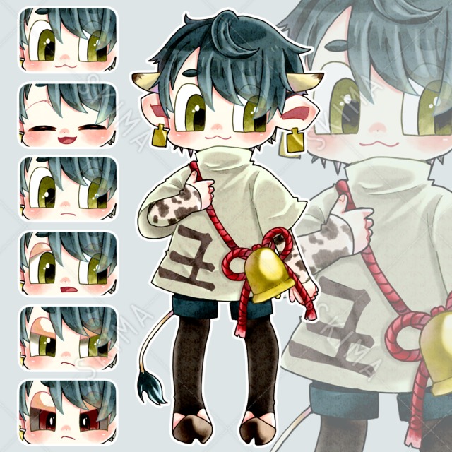 牛さん（表情差分有/背景透過）