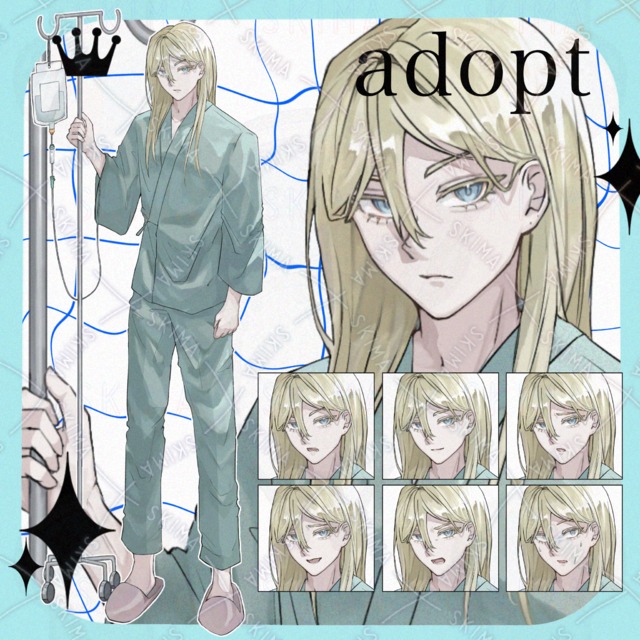 Image of [8 kinds of expressions] Young man of patient + IV