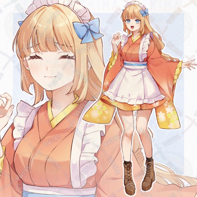 着物風メイド【立ち絵 表情5種類】