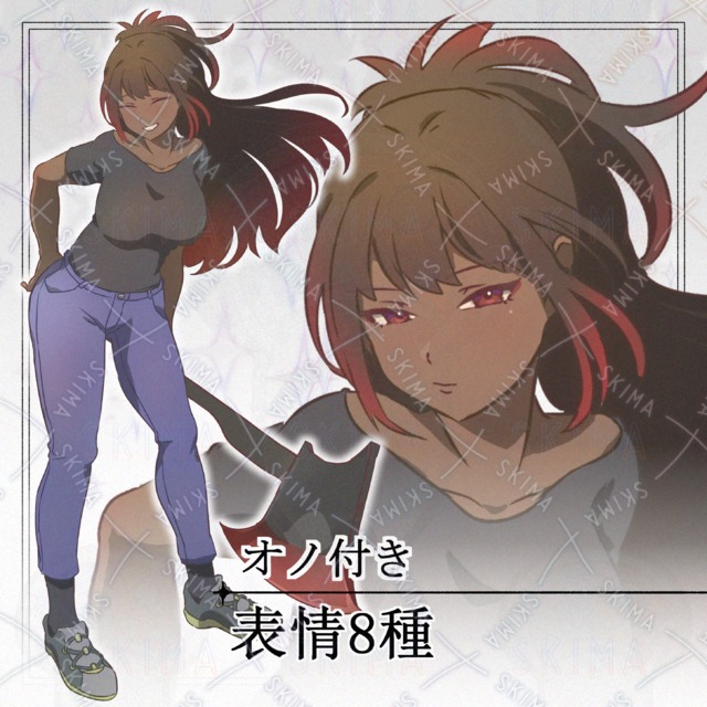 Image of 8 different expressions] Ono wielding sister [with weapon].