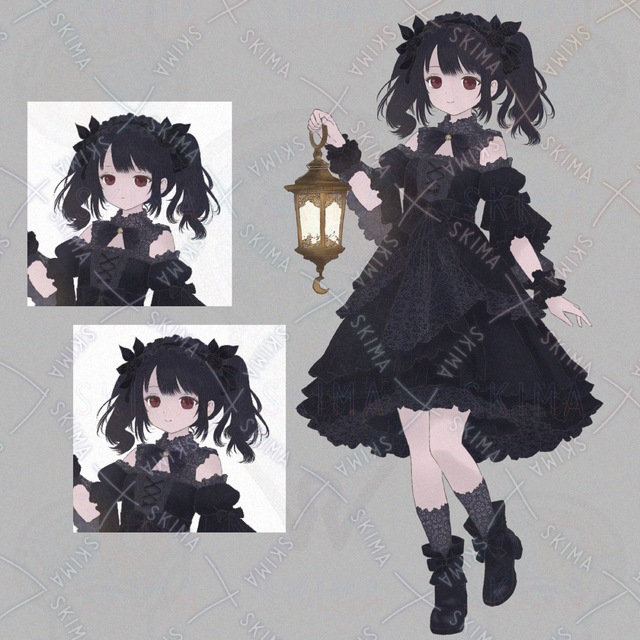 ダークゴシックな女の子｜ランタン持ち全身立ち絵｜opt販売