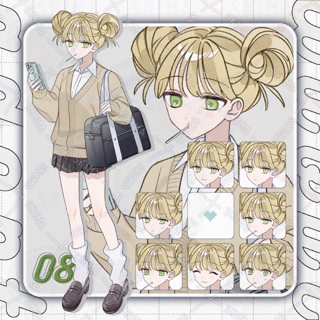 お団子頭の女子高生の商品画像