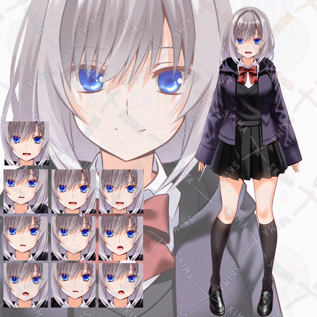 【表情10種】パーカー女子高生