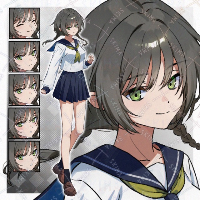 セーラー服の女の子【表情差分5種 計6枚】