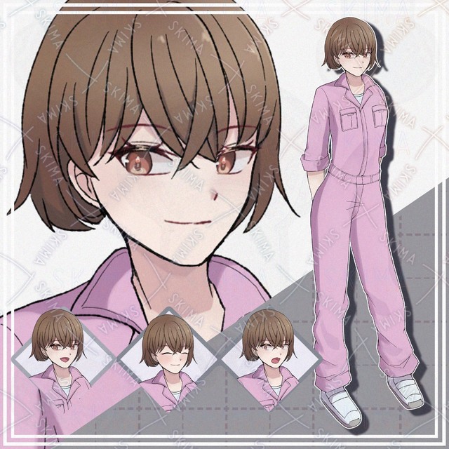 【表情10種】つなぎ服の女の子【立ち絵】