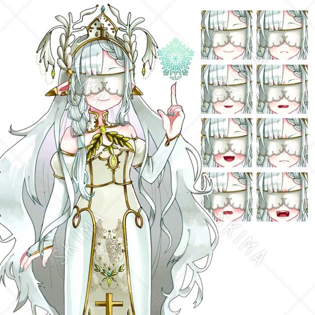 白の魔法使い（エルフ耳/表情差分有/背景透過）