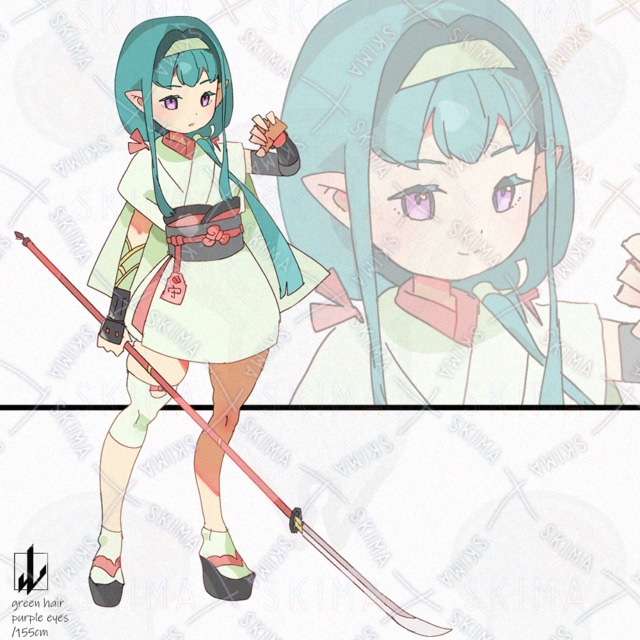 A girl in kimono with a naginata sword 的商品圖片