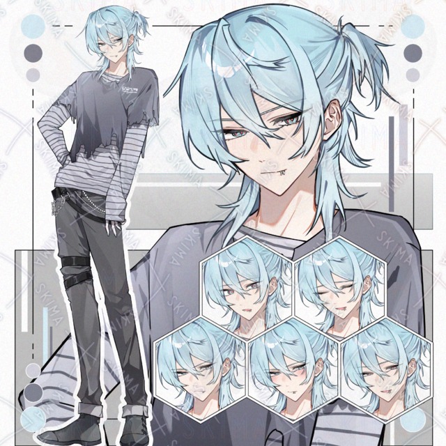 하늘색 머리 소년 상품 이미지