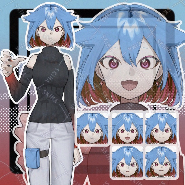 【特大セール！】表情差分5種 青髪の女性