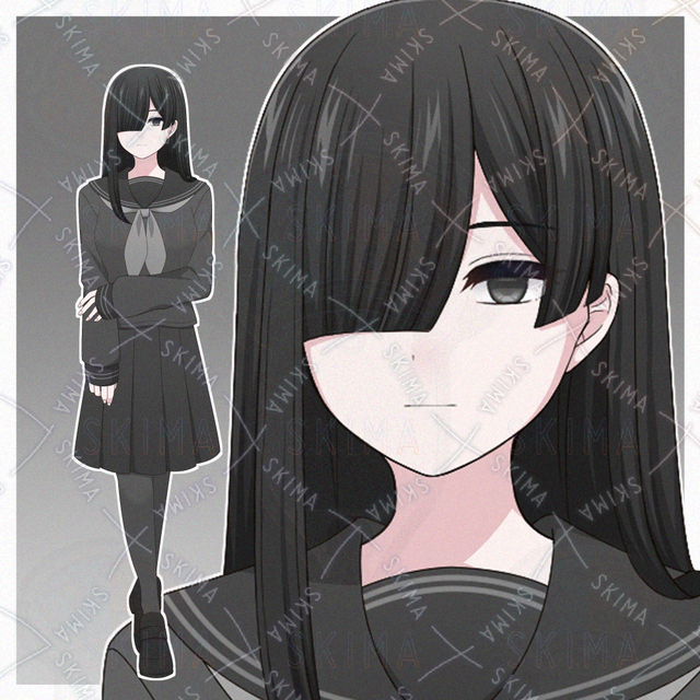 黒いセーラー服を着た怪しげな女の子【表情差分10種】